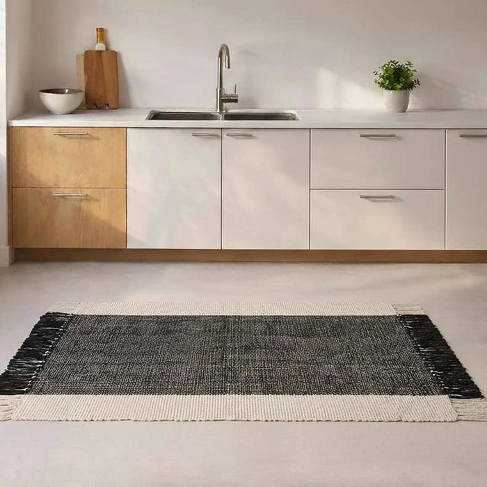 Skype Recycle Dhurrie With Fringe 90X150Cm - Black