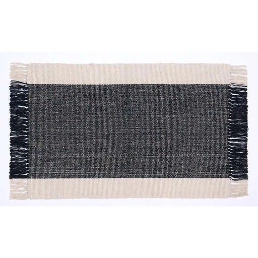 Skype Recycle Dhurrie With Fringe 90X150Cm - Black PAN HOME