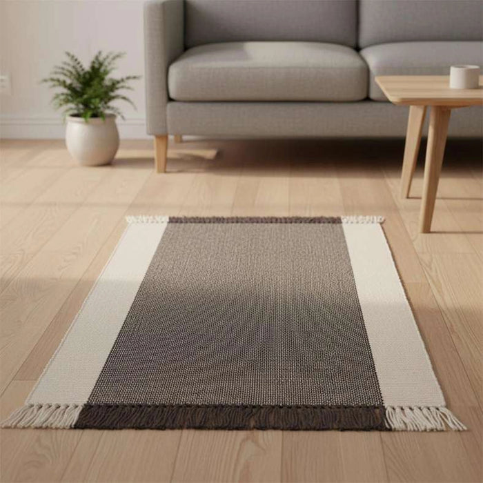 Skype Recycle Dhurrie With Fringe 90X150Cm - Choco
