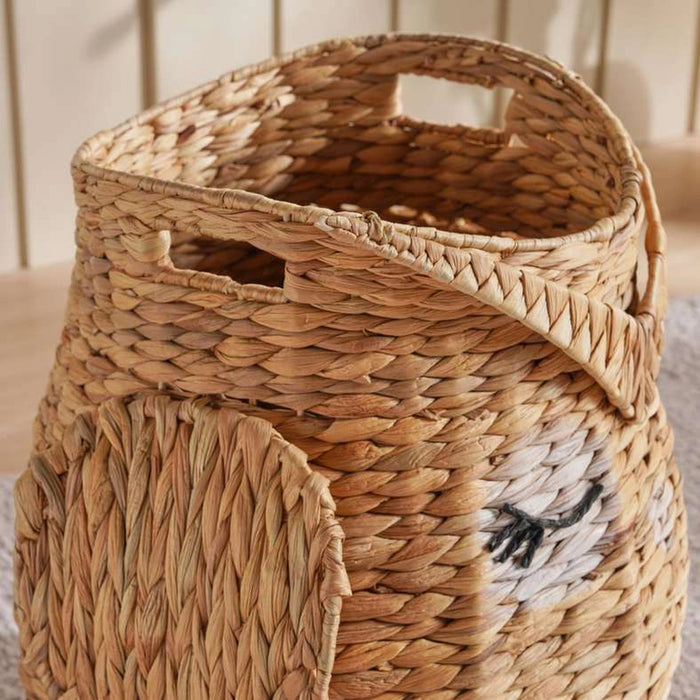 Sleepy Owl Water Hyacinth Storage Basket-30X47Cm-Natural