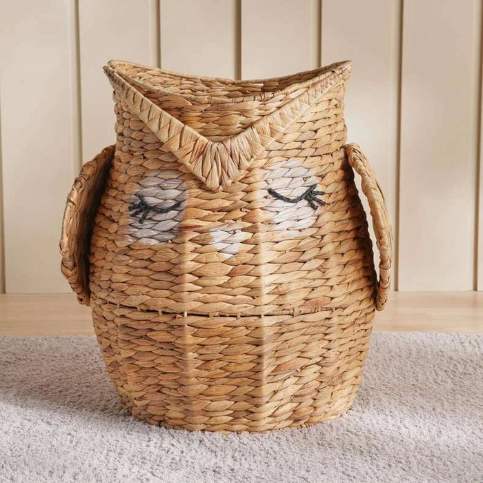 Sleepy Owl Water Hyacinth Storage Basket-30X47Cm-Natural