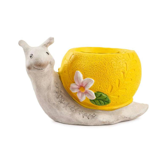 Snail With Lemon Shaped Magnesia Planter 34X20X23Cm - Off White Yellow