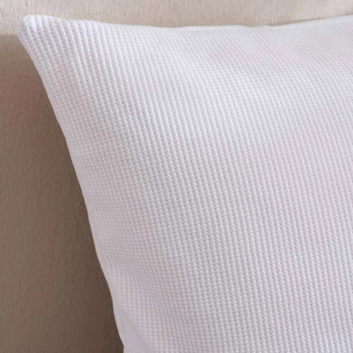 Soft Turkish Cotton Waffle Jersey Cushion Cover - White Pan Home