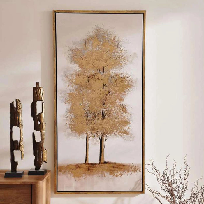 Solem Tree Framed Canvas Art 70X140Cm - Gold