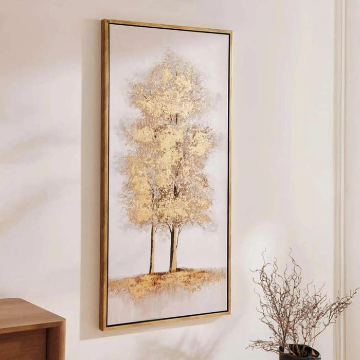 Solem Tree Framed Canvas Art 70X140Cm - Gold