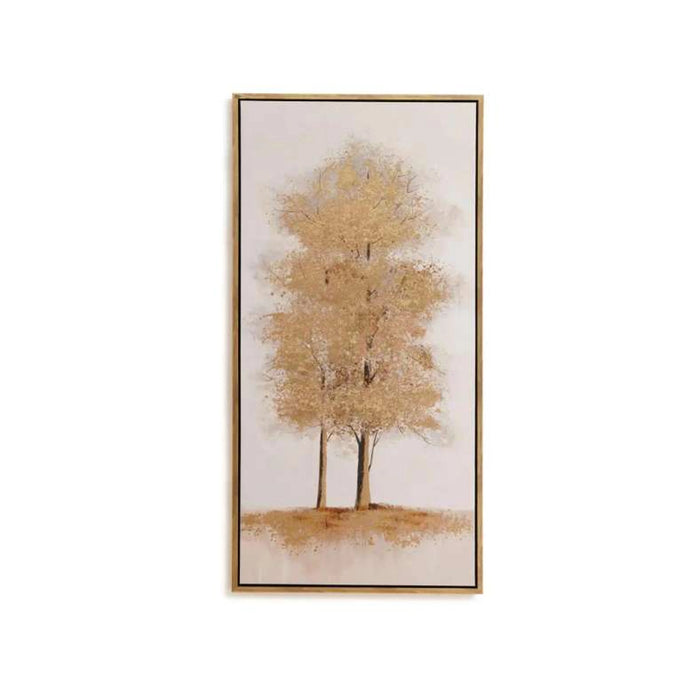 Solem Tree Framed Canvas Art 70X140Cm - Gold