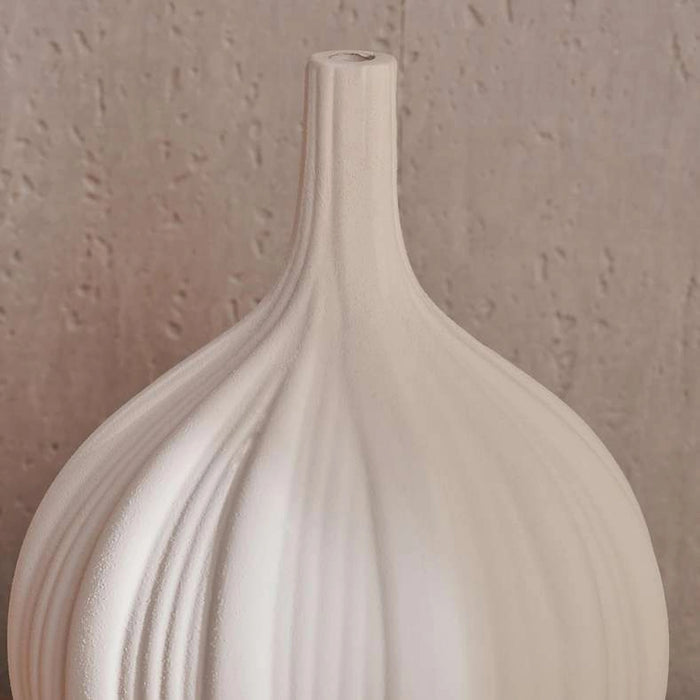 Solene Terraotta Vase With Ribbed Design 17.5X17.5X24Cm - White
