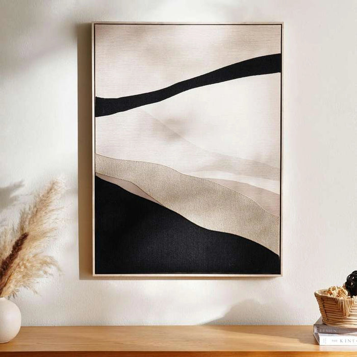 Solstice Embroidered Framed Canvas Wall Art 60X4X80Cm - Beige