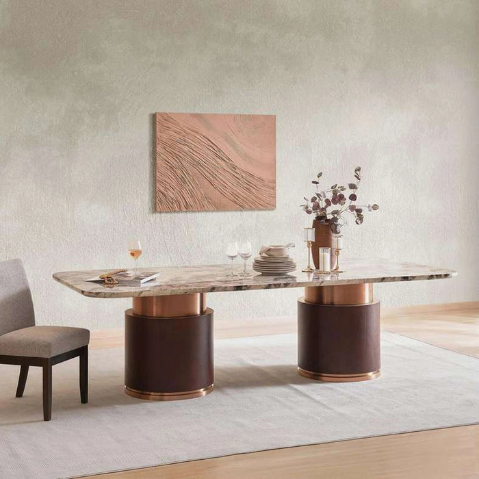 Sonora 8 Seater Dining Table Marble - Brown Gold
