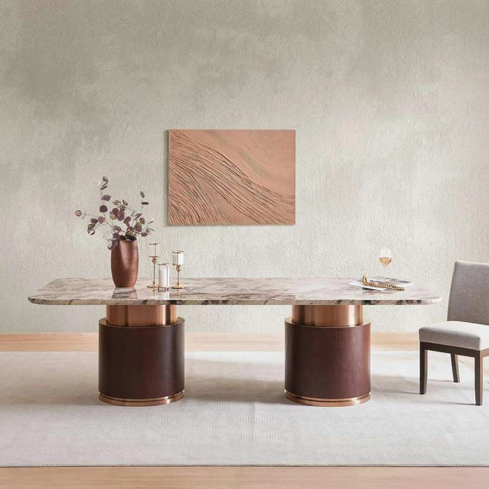 Sonora 8 Seater Dining Table Marble - Brown Gold