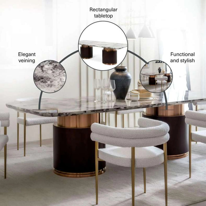 Sonora 8 Seater Dining Table Marble - Brown Gold