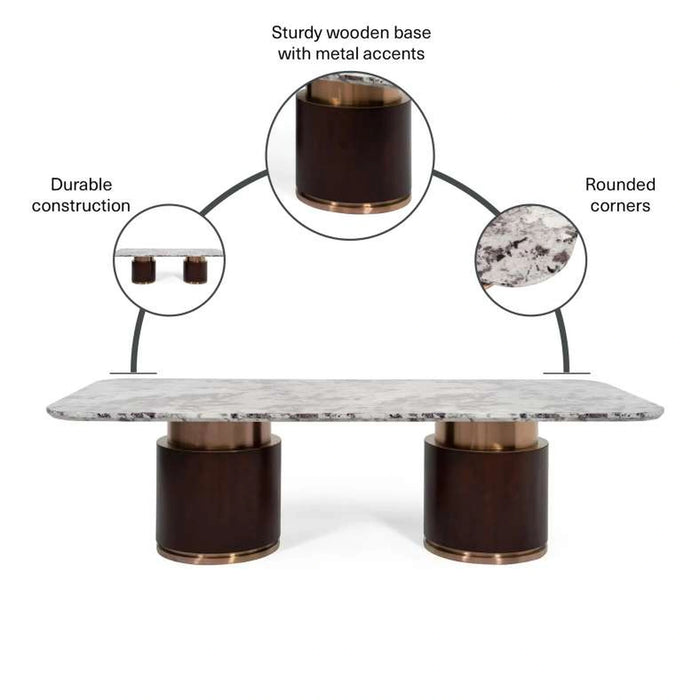 Sonora 8 Seater Dining Table Marble - Brown Gold