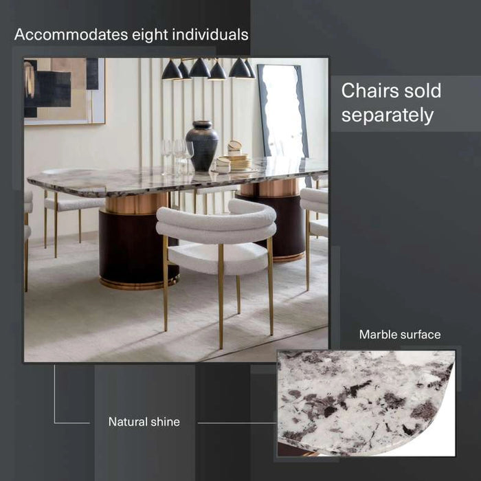 Sonora 8 Seater Dining Table Marble - Brown Gold