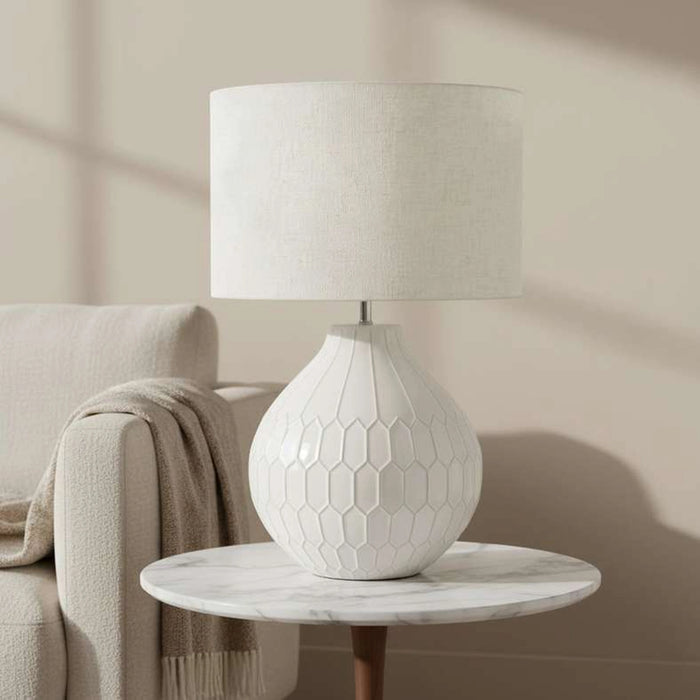 Sorrel E27 Geometric Ceramic Table Lamp 45X70Cm - Cream
