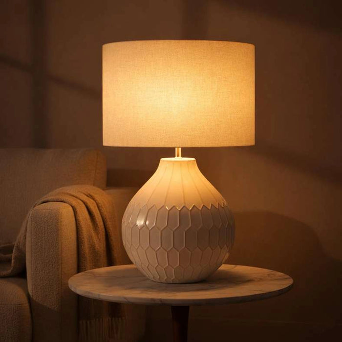 Sorrel E27 Geometric Ceramic Table Lamp 45X70Cm - Cream