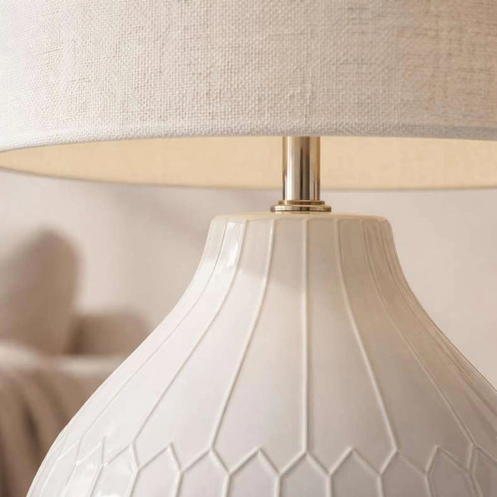 Sorrel E27 Geometric Ceramic Table Lamp 45X70Cm - Cream