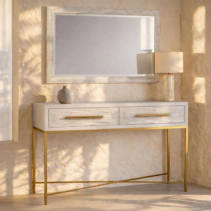 Sovanti 2-Drawer Console With Mirror - Beige