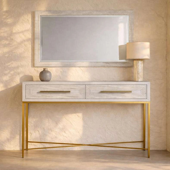 Sovanti 2-Drawer Console With Mirror - Beige