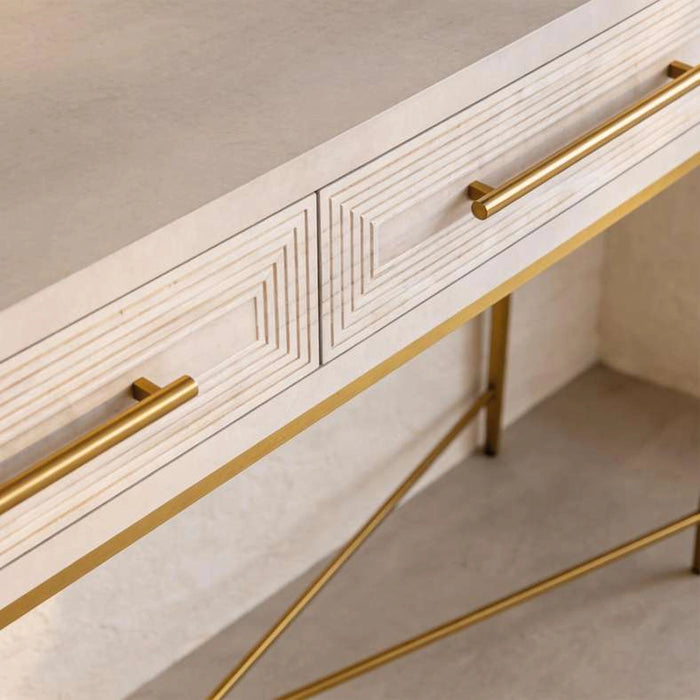 Sovanti 2-Drawer Console With Mirror - Beige