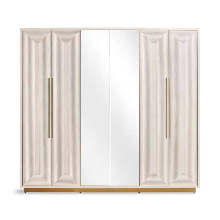 Sovanti 6 Door Wardrobe With Mirror - Beige