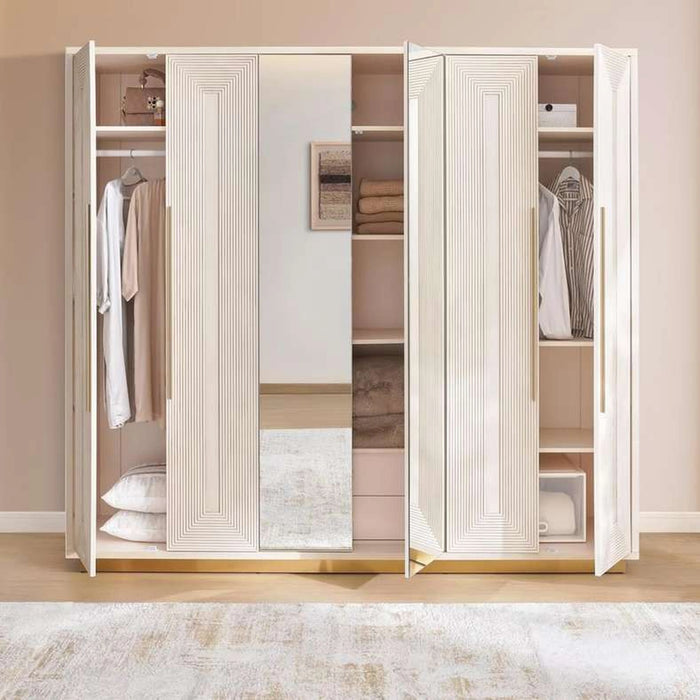 Sovanti 6 Door Wardrobe With Mirror - Beige