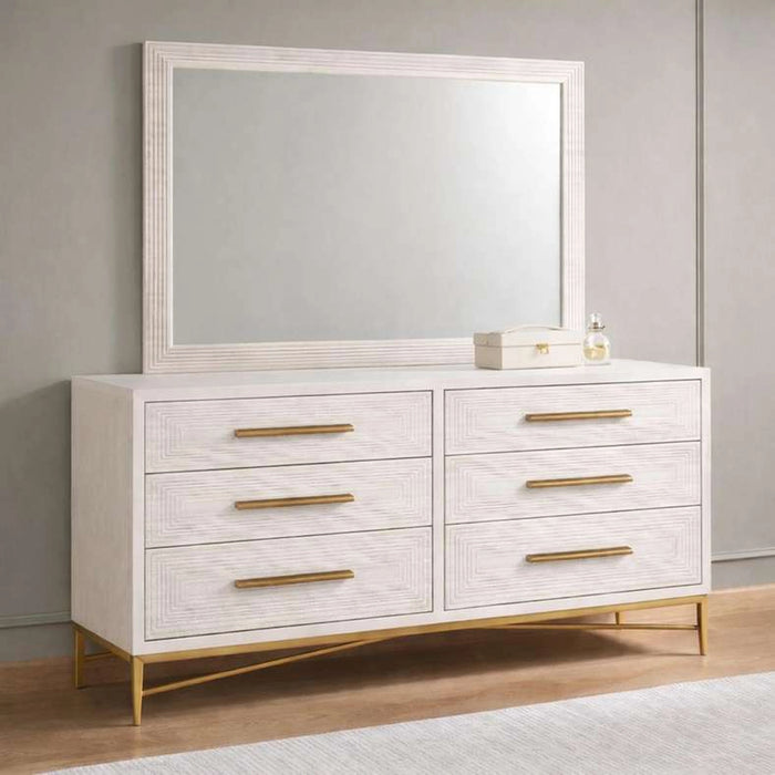 Sovanti 6-Drawer Dresser With Mirror - Beige