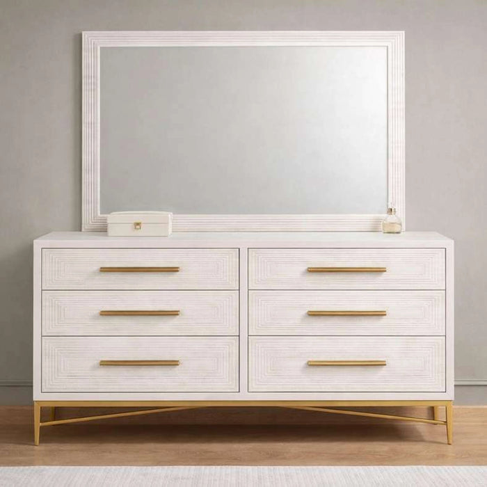 Sovanti 6-Drawer Dresser With Mirror - Beige