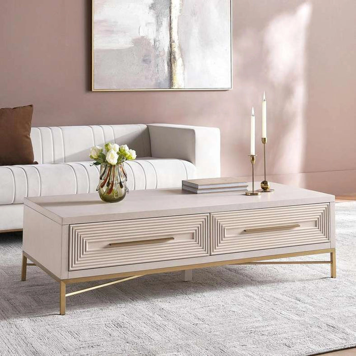 Sovanti Coffee Table With 2 Drawer - Beige