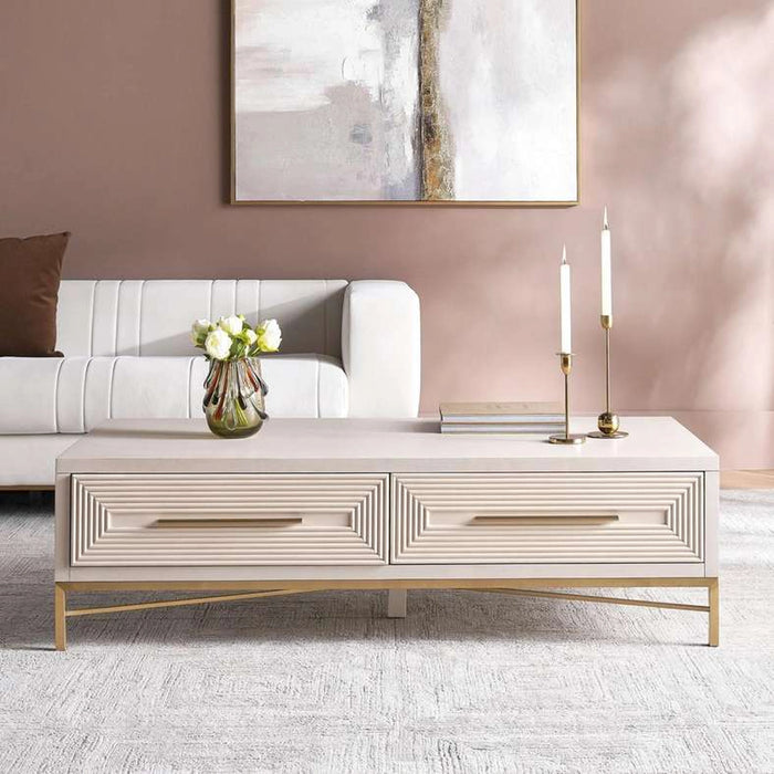 Sovanti Coffee Table With 2 Drawer - Beige