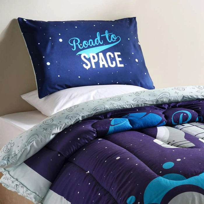 Space 2-Piece Full Comforter Set 160X240Cm- Blue