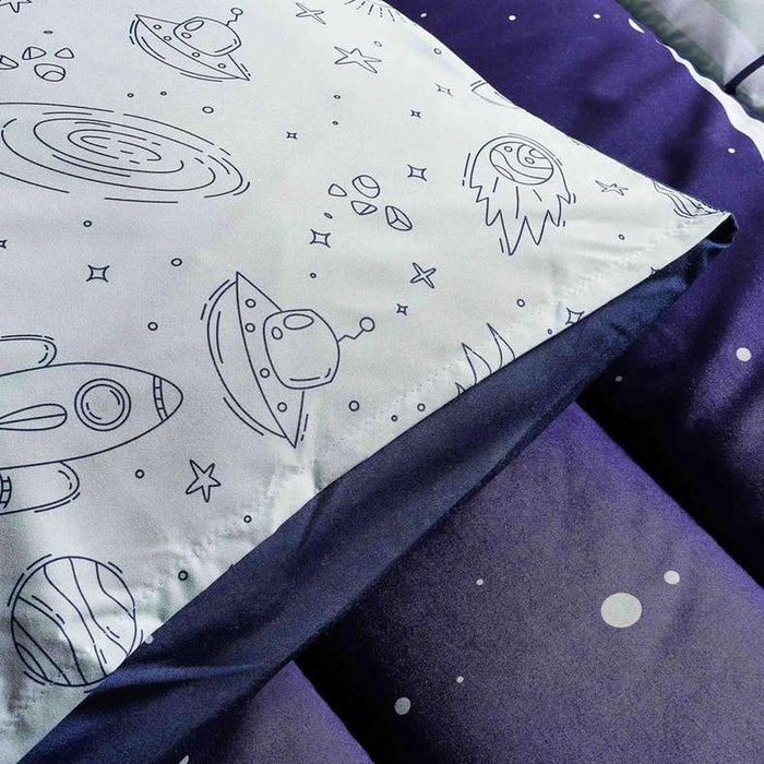 Space 2-Piece Full Comforter Set 160X240Cm- Blue