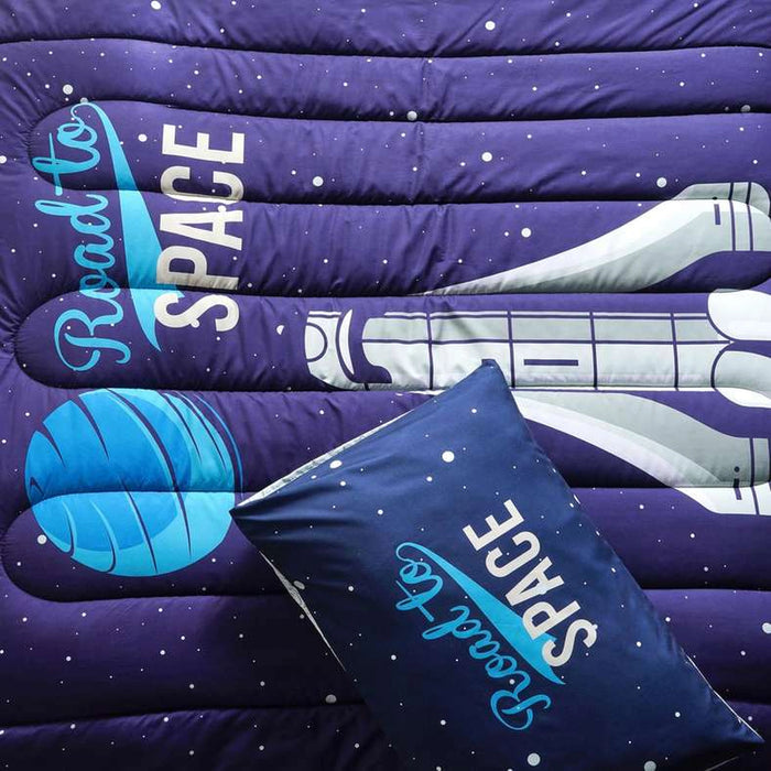 Space 2-Piece Single Comforter Set 135X220Cm- Blue