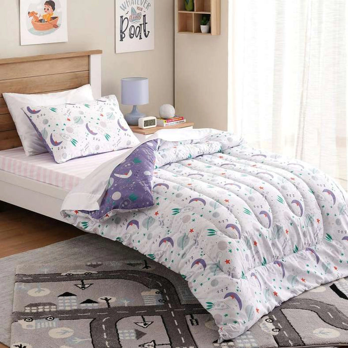 Space Dream 2-Piece Single Comforter Set 135X220Cm - Blue