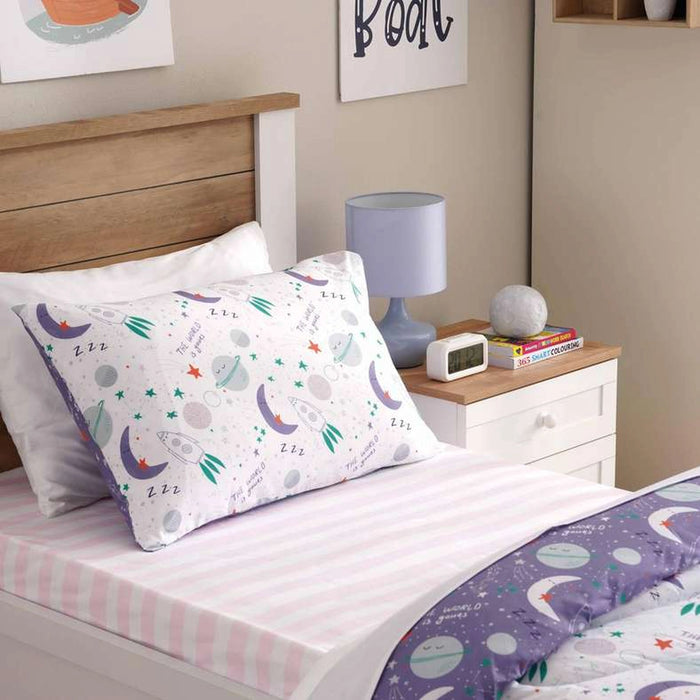 Space Dream 2-Piece Single Comforter Set 135X220Cm - Blue