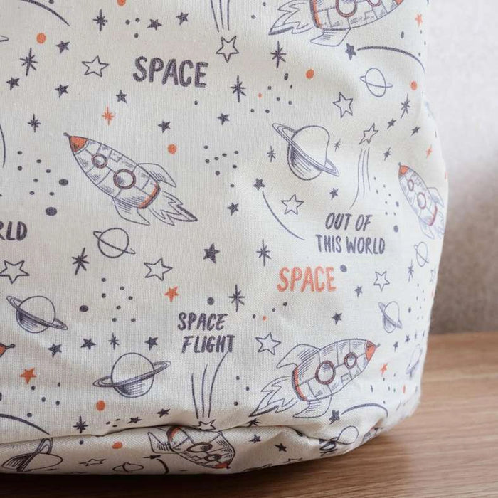 Space Printed Round Storage Basket 40X40X50Cm - White/Multi