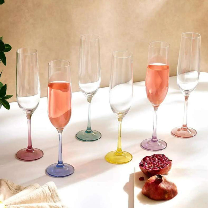 Spectrum 6-Piece Flute Crystal Glass Set 190Ml -Clear
