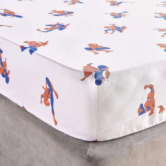 Spiderman Cotton Fitted Sheet 120X200+25Cm - Red