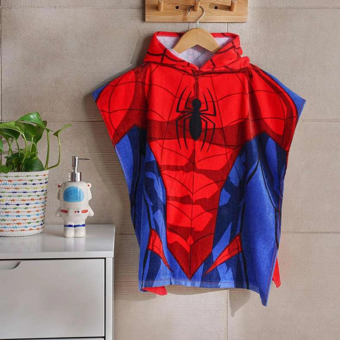 Spiderman Cotton Terry Poncho 60X120Cm-Red