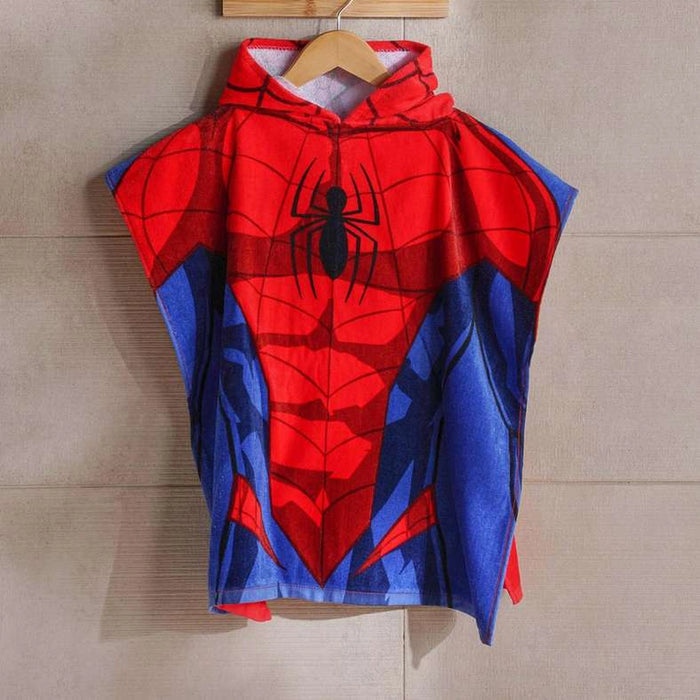 Spiderman Cotton Terry Poncho 60X120Cm-Red