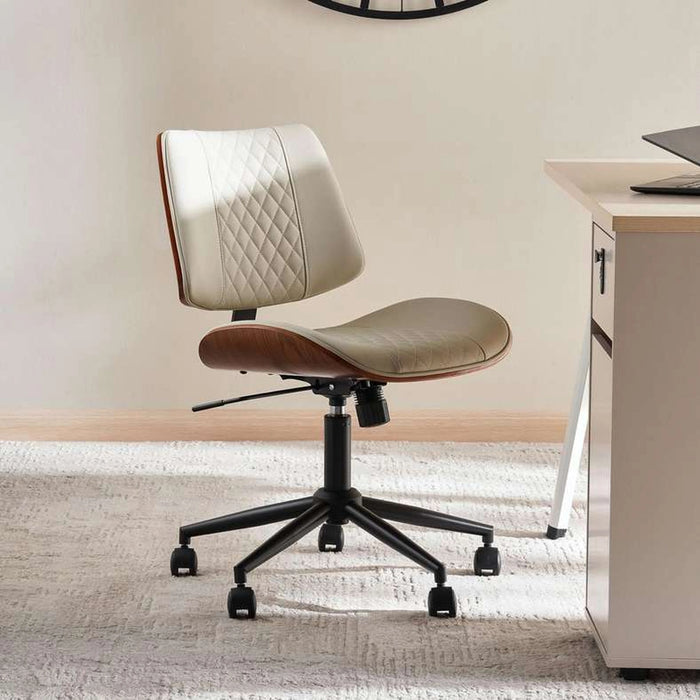 Spina Low Back Office Chair - Walnut & Beige
