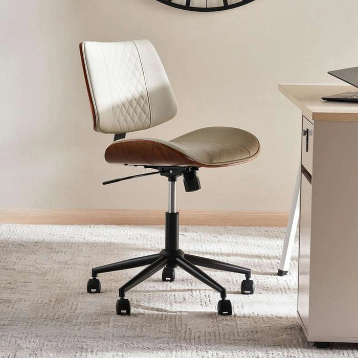 Spina Low Back Office Chair - Walnut & Beige