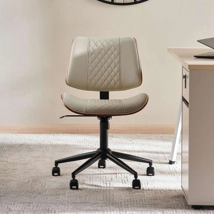 Spina Low Back Office Chair - Walnut & Beige