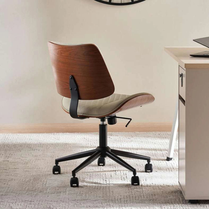 Spina Low Back Office Chair - Walnut & Beige