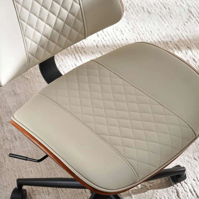 Spina Low Back Office Chair - Walnut & Beige