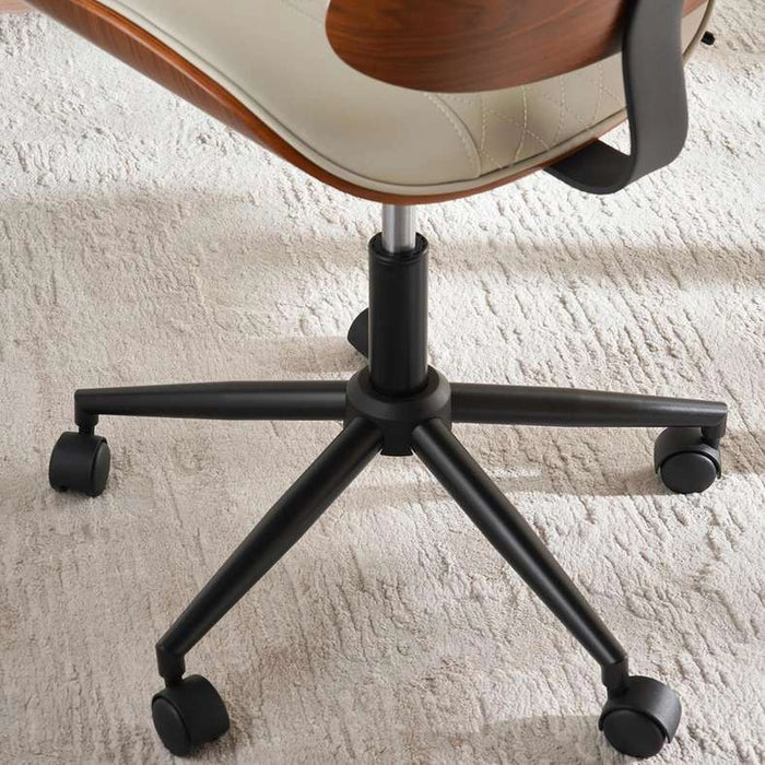 Spina Low Back Office Chair - Walnut & Beige