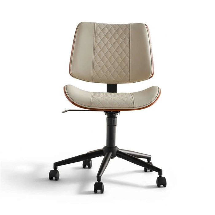 Spina Low Back Office Chair - Walnut & Beige