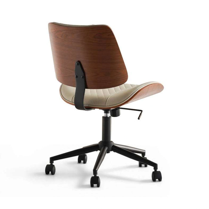 Spina Low Back Office Chair - Walnut & Beige