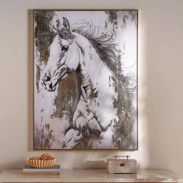 Splendid Horse Hand Painted Canvas Wall Art 90X120Cm - Gold