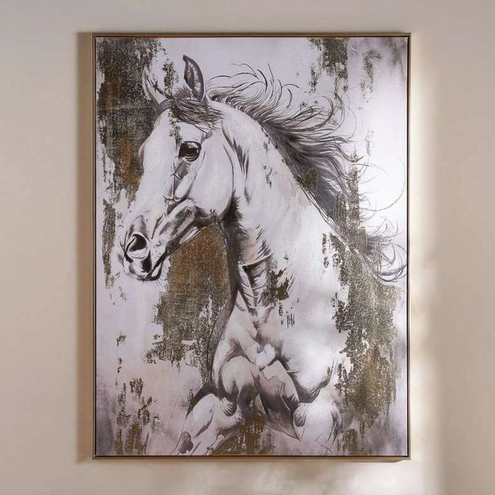 Splendid Horse Hand Painted Canvas Wall Art 90X120Cm - Gold