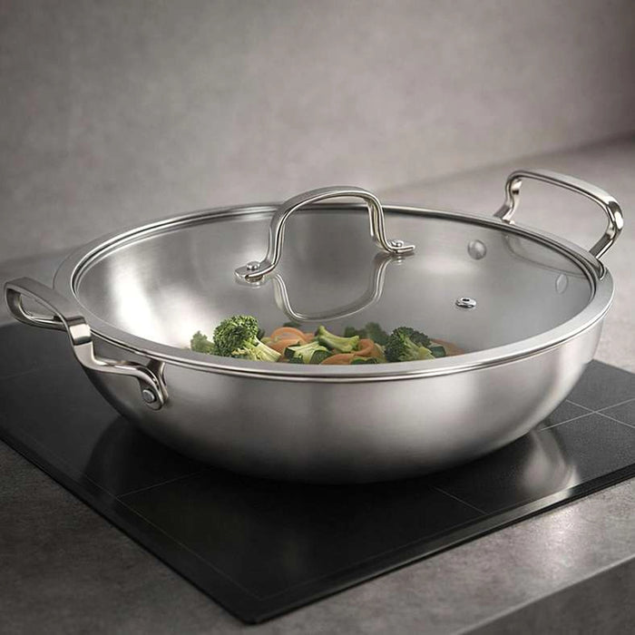 Splendor Triply Stainless Steel Kadai With Lid Dia28Cm -Chrome